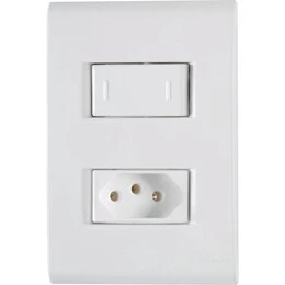 Conjunto 4x2 com 1 Interruptor Paralelo 10 A 250 V e 1 Tomada 2P+T 10 A 250 V Tramontina Liz Branco